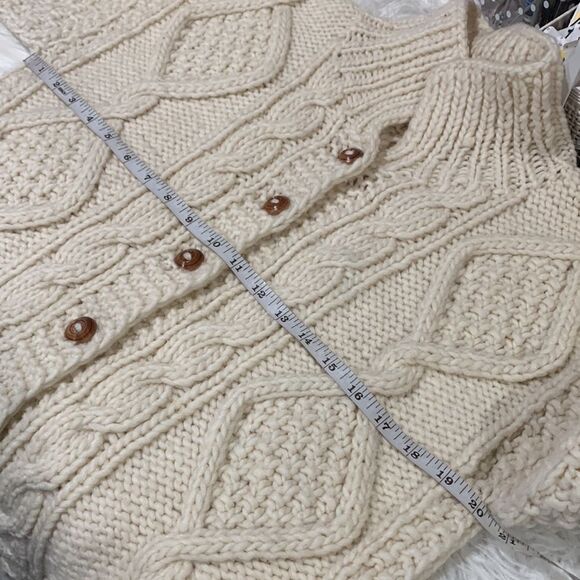 GLADYS fisherman chunky knit wool sweater cardigan pockets women’s - Picture 6 of 8